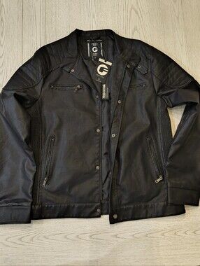 Fried Denim Faux Leather Moto Jacket – Men’s Medium (NWT)